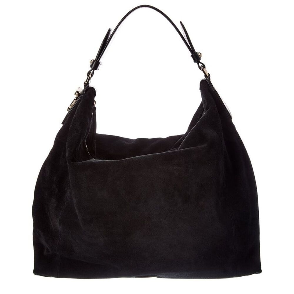 Jimmy Choo Ana Small Suede & Leather Hobo Bag, Black